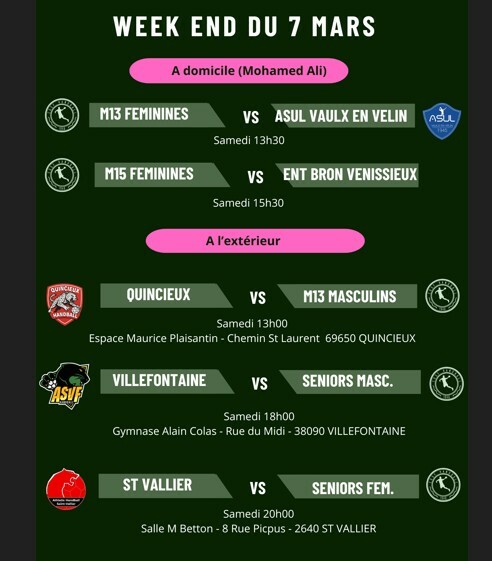 Programme du samedi 7 mars 2026